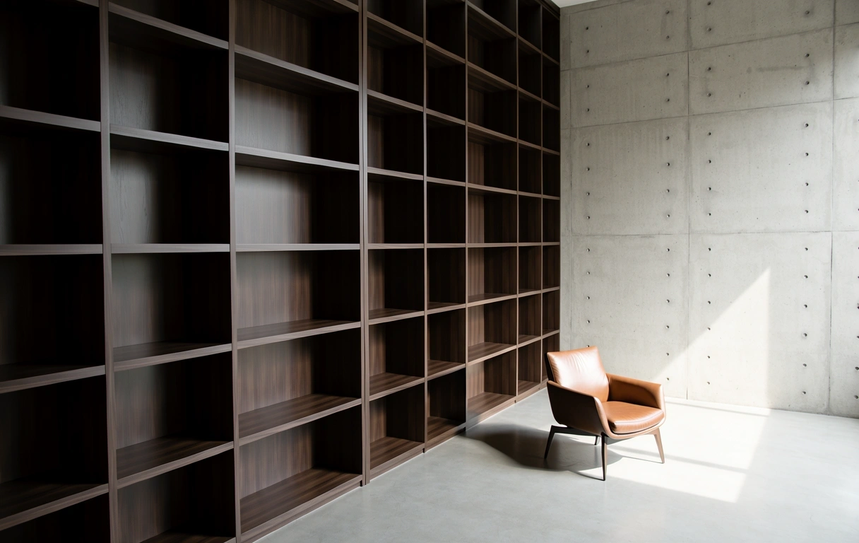 Minimalist private library interior